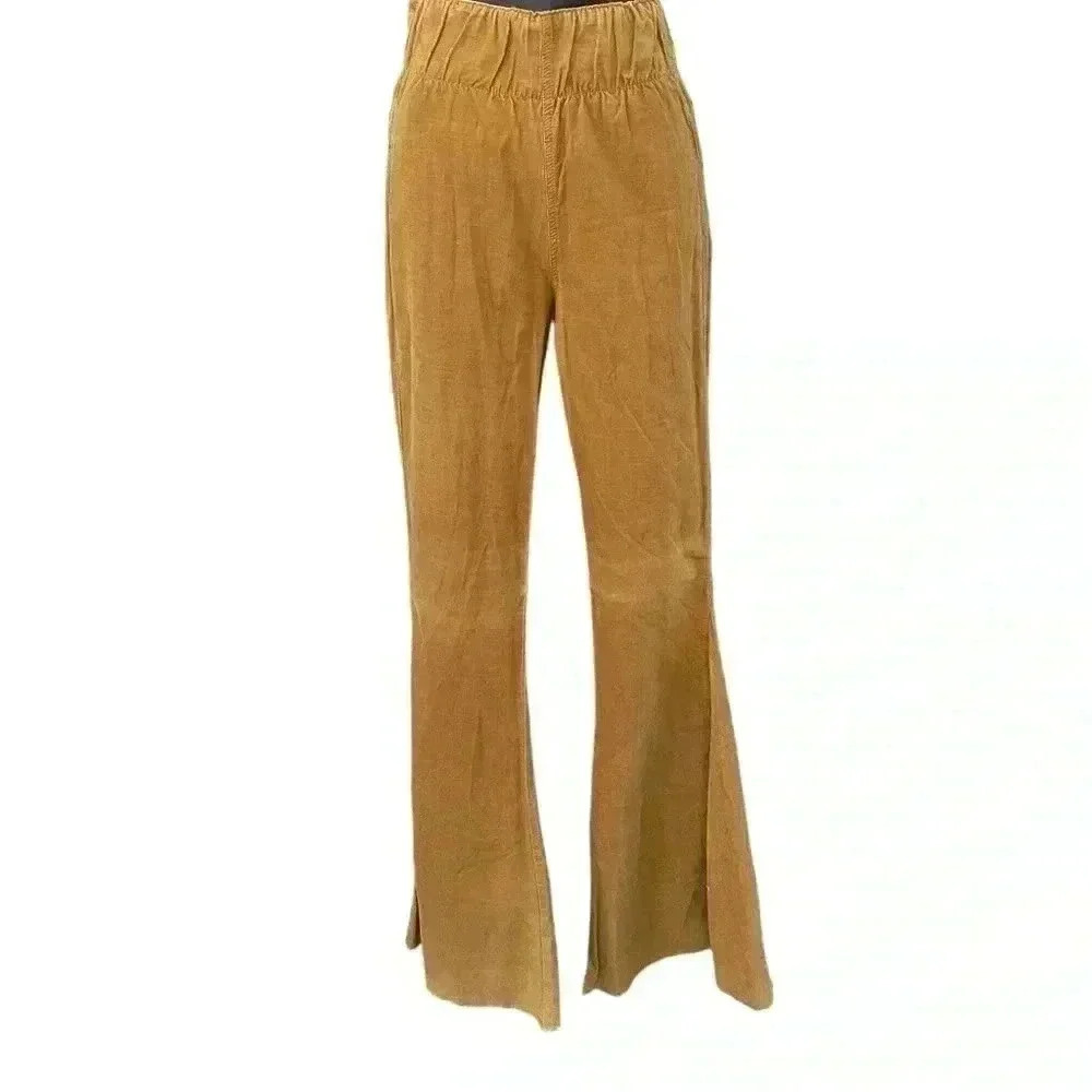 Skylar + Madison women’s mustard yellow corduroy wide leg pants wide waist